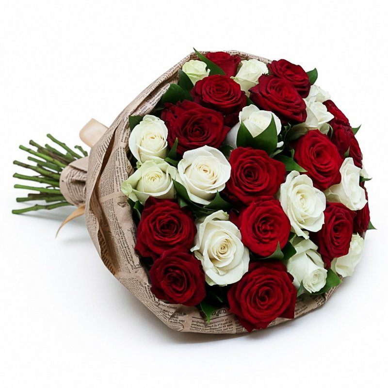 Red and White Roses Bouquet