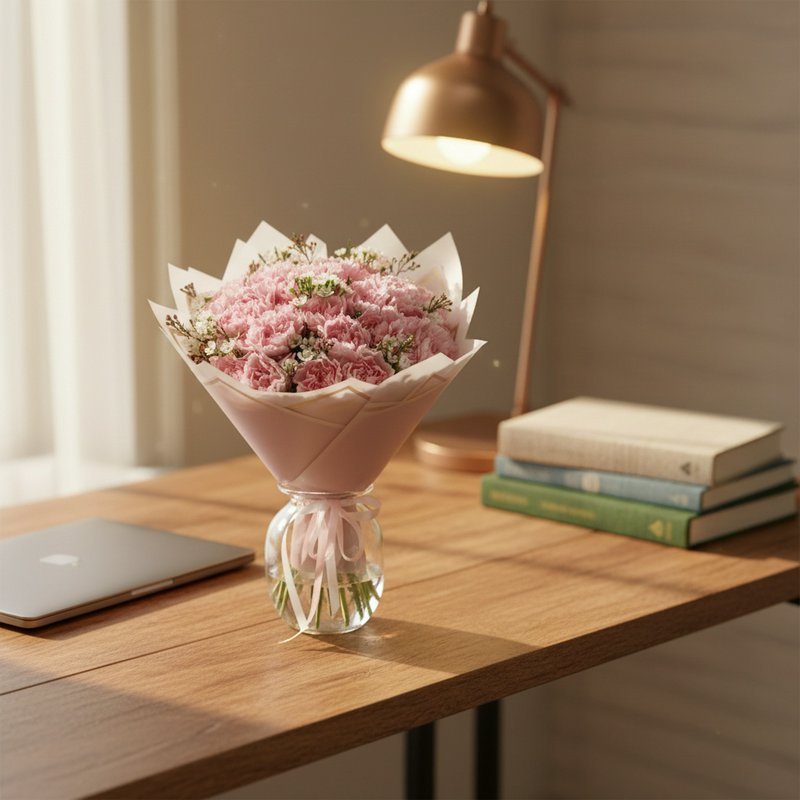 A bouquet of pink carnations